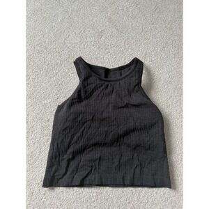 Lululemon Ebb to Street Sports Bra Tank Top Women Size M Ribbed Racerback Black